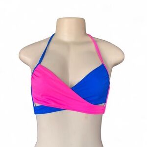 PINK Victoria's Secret Blue and Pink Bikini Top